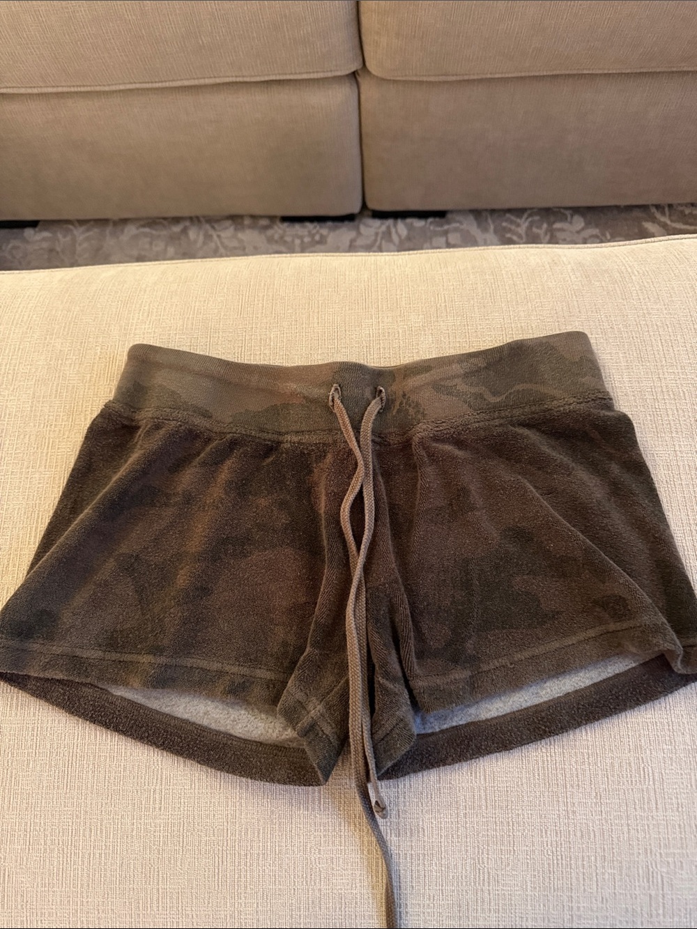 Hard Tail Camo Terry Drawstring Shorts - Olive Green